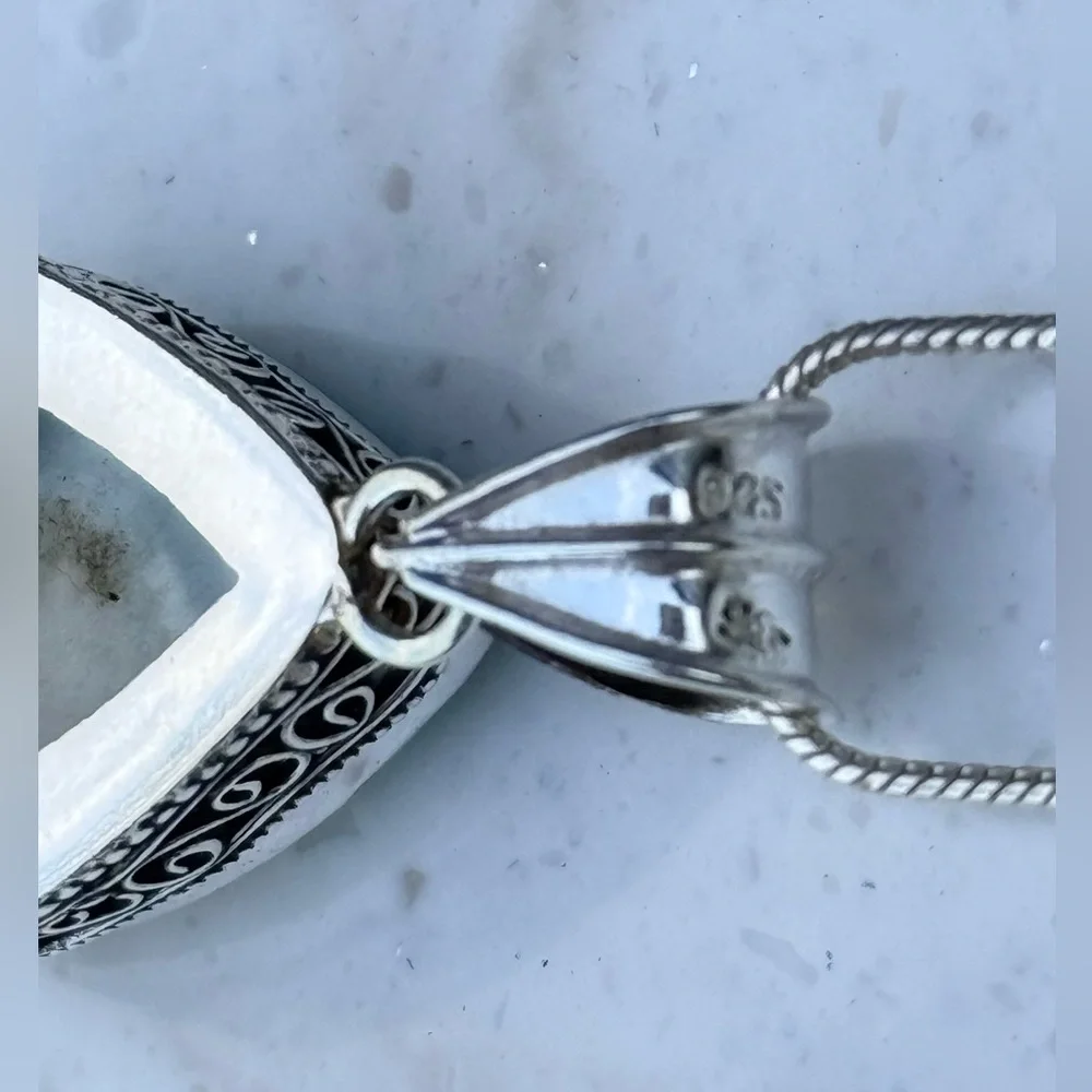 925 S/S Caribbean Blue Larimar Pendant - Picture 3 of 9